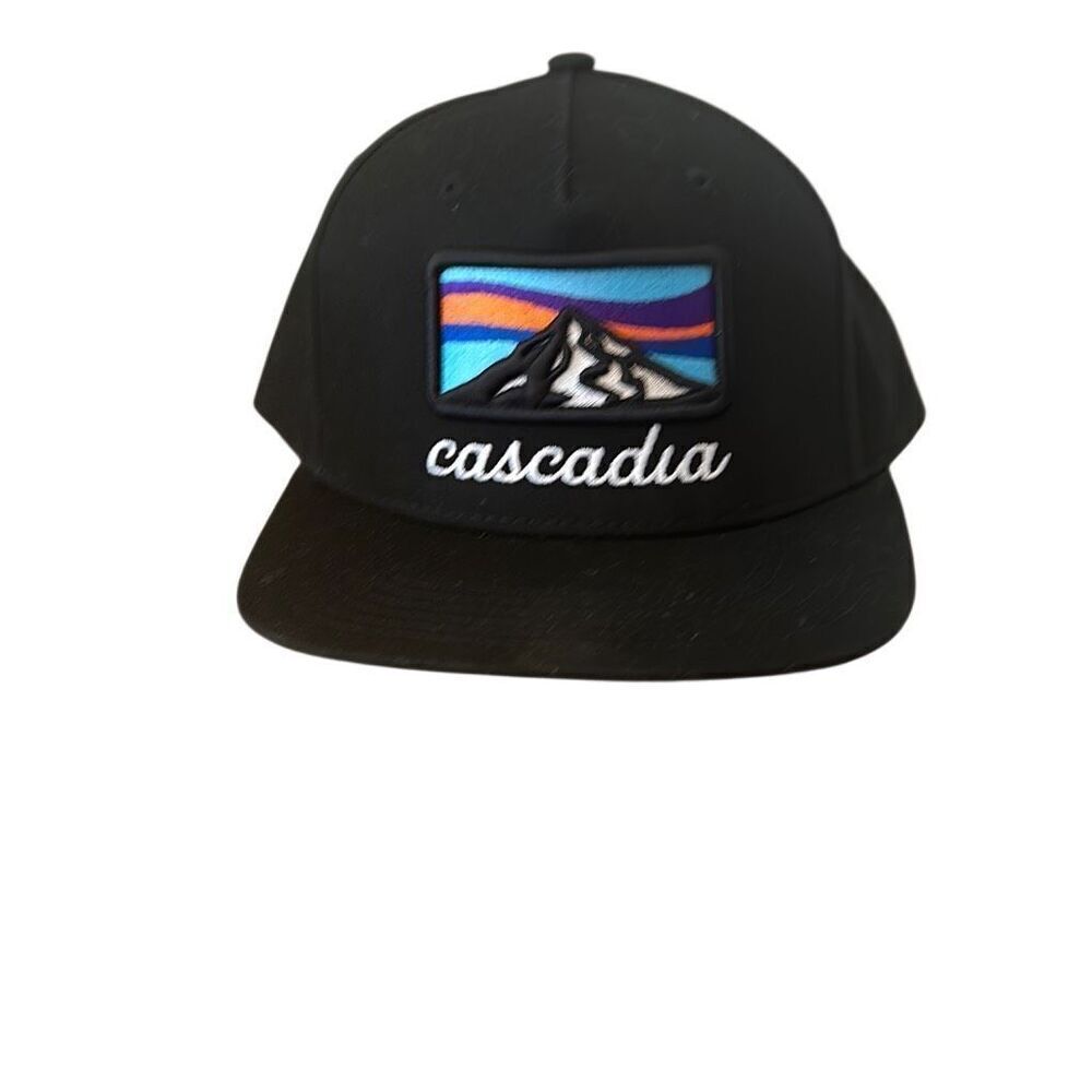 Ivory Headwear Gear Flat Bill Black Mountains Cascadia Baseball Trucker Hat OS